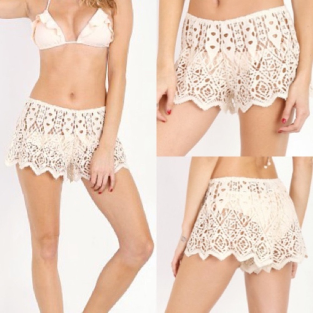 Eberjay Lace Crochet Swimsuit Shorts Cover-Up S/M